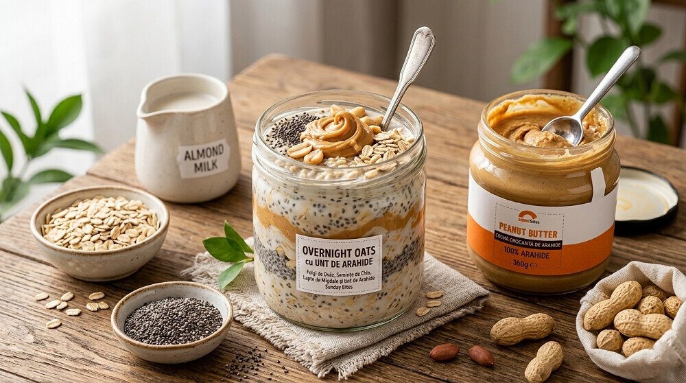 terci de ovaz cu unt de arahide. Dictionar de termeni: overnight oats