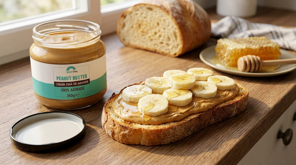 toast cu banane si crema fina de arahide