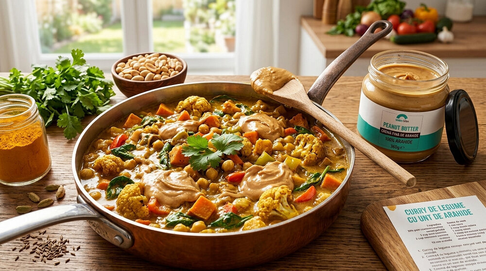 Curry de legume cu unt de arahide, retete de post