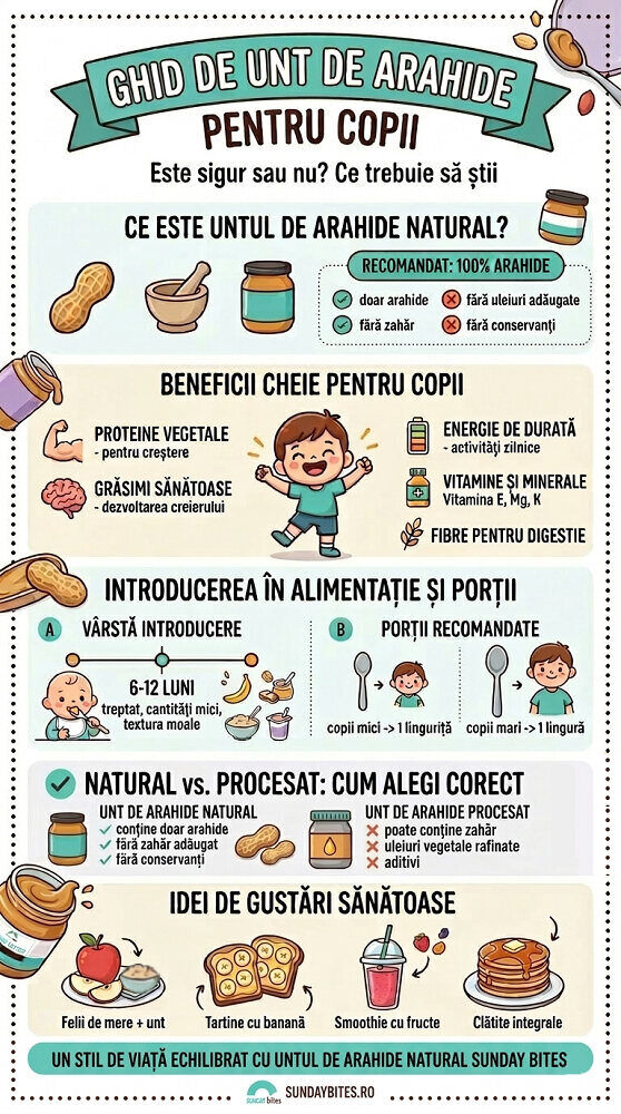 Concluzie in imagini - infografic unt de arahide in alimentatia copiilor