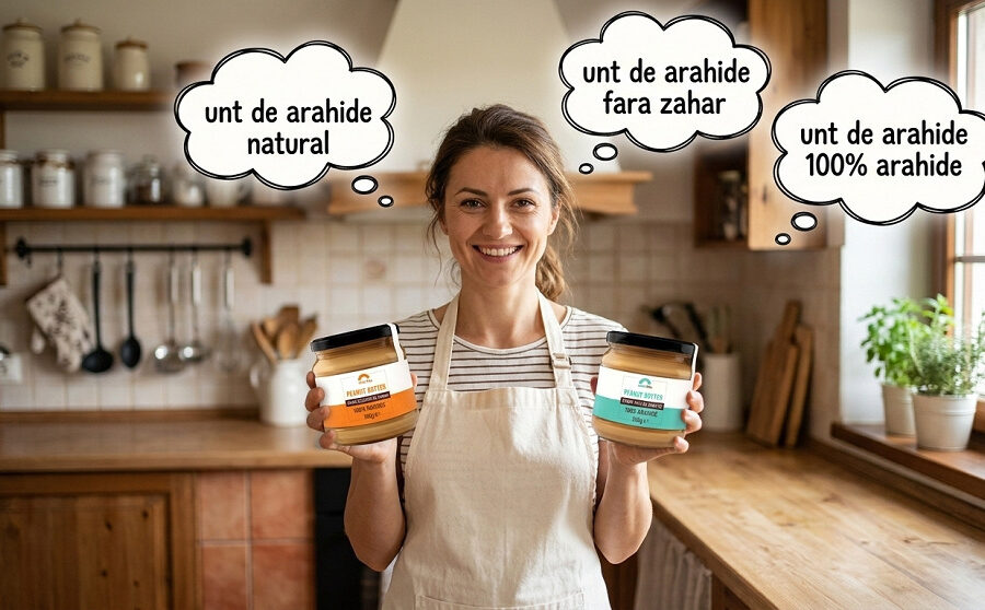 unt de arahide natural, fara zahar, 100% arahide
