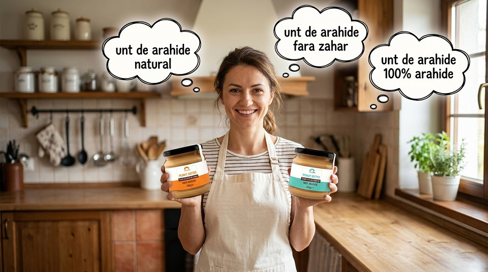 unt de arahide natural, fara zahar, 100% arahide