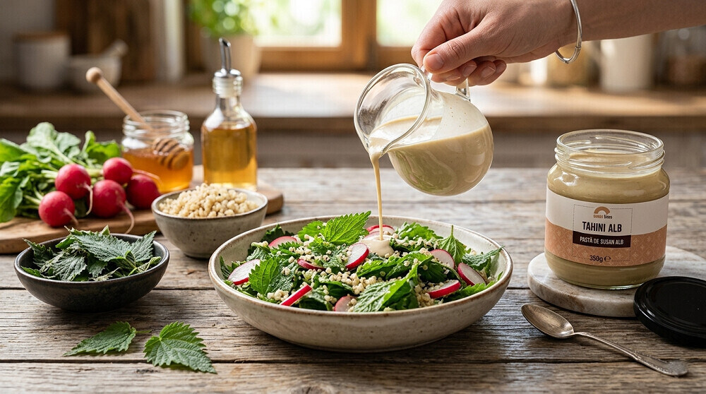 dressing de tahini pentru salata de urzici