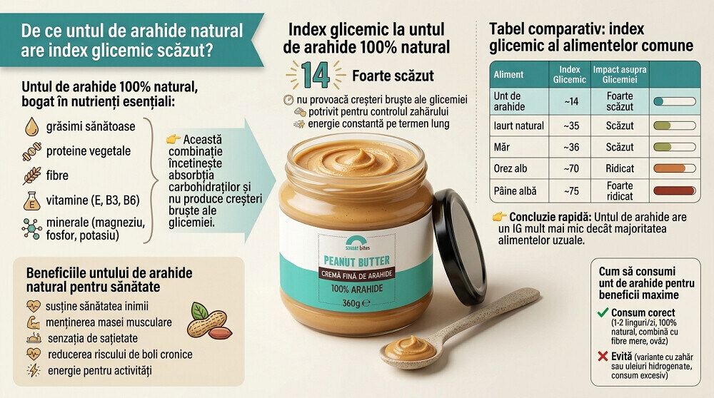 De ce untul de arahide natural are index glicemic scazut