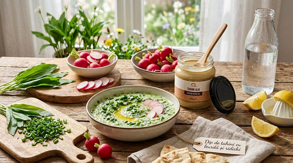retete de sezon cu tahini, leurda si ridichi rosii