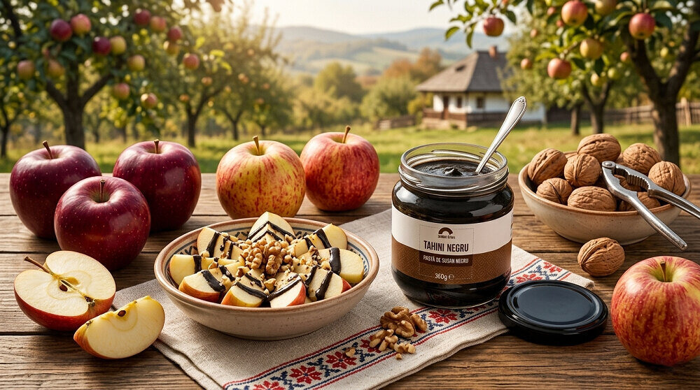 retete de sezon cu tahini negru, mere si nuci romanesti