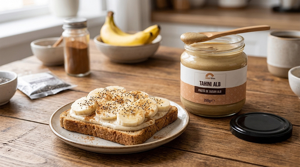 toast cu banane si pasta de susan alb