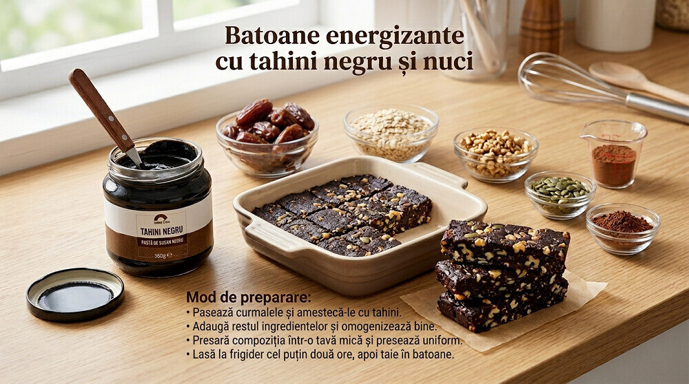 Dulciuri sănătoase: batoane energizante cu tahini negru si nuci
