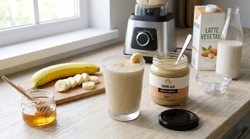 dulciuri sănătoase: smoothie cu banana și tahini alb