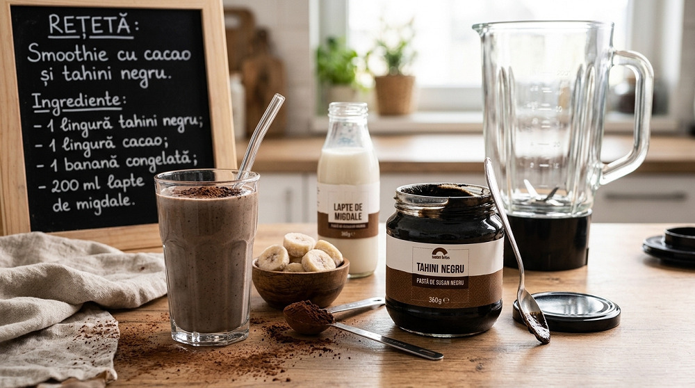 Smoothie cu tahini negru si cacao