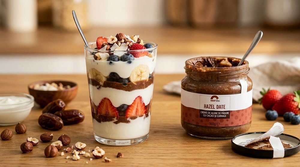 crema de iaurt cu Hazel Date si fructe