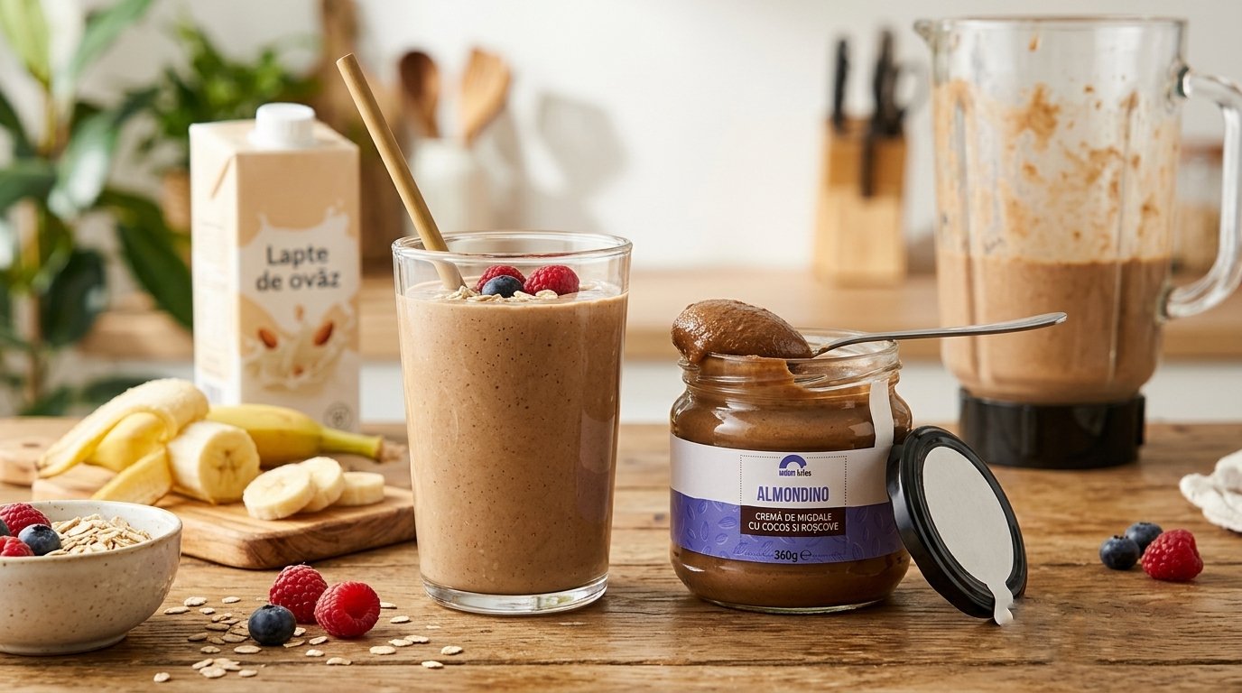 Smoothie cremos cu crema de migdale, cocos si roscove